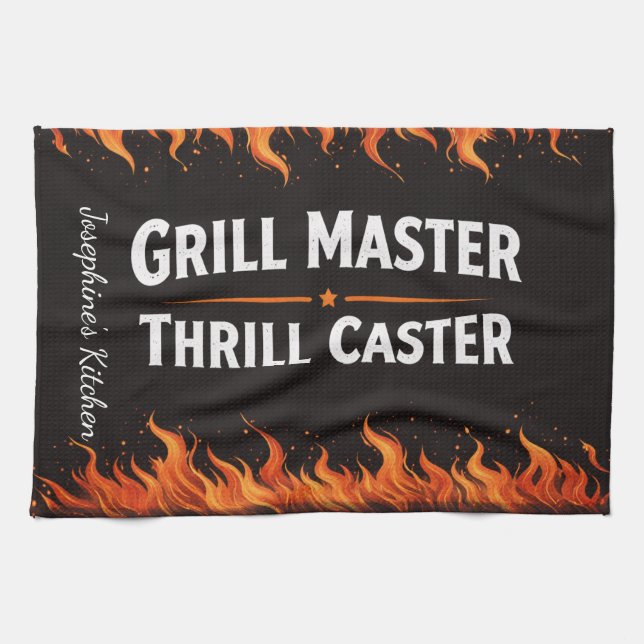 Paño De Cocina Custom Grill Master Thrill Caster BBQ Fire Dad Nam (Horizontal)