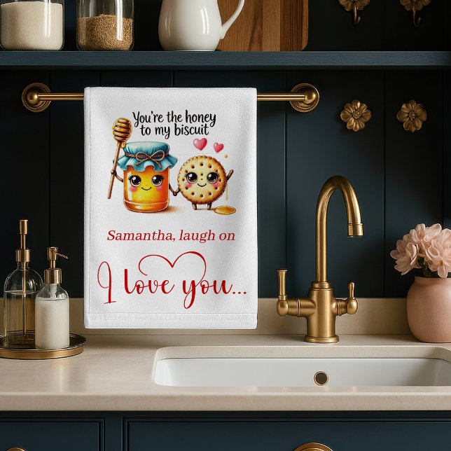 Paño De Cocina Custom Name Cartoon Food Love Valentine Towel (Custom Name Cartoon Food Love Valentine Towel)