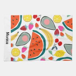 Paño De Cocina Custom Name Cute Fruits Background