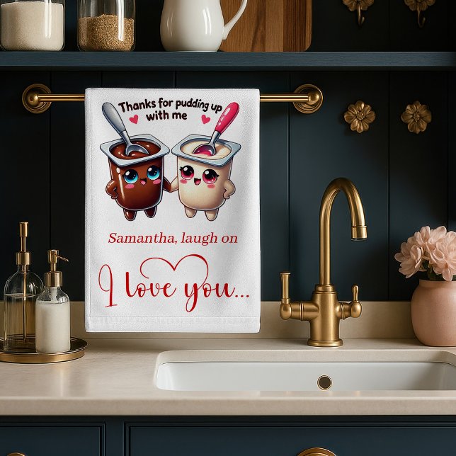 Paño De Cocina Custom Name Funny Food Love Towel Valentine (Custom Name Funny Food Love Towel Valentine)