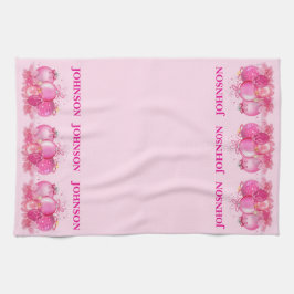 Paño De Cocina Custom Name Pink Ornament Holiday Decor