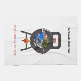 Paño De Cocina Custom Photo Black Kettlebell BBQ Dad Grill Badge