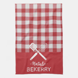 Paño De Cocina Custom text Trendy classic tartan red white match