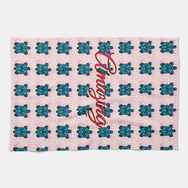 Paño De Cocina Custom turtle pattern Sherpa Blanket (Horizontal)