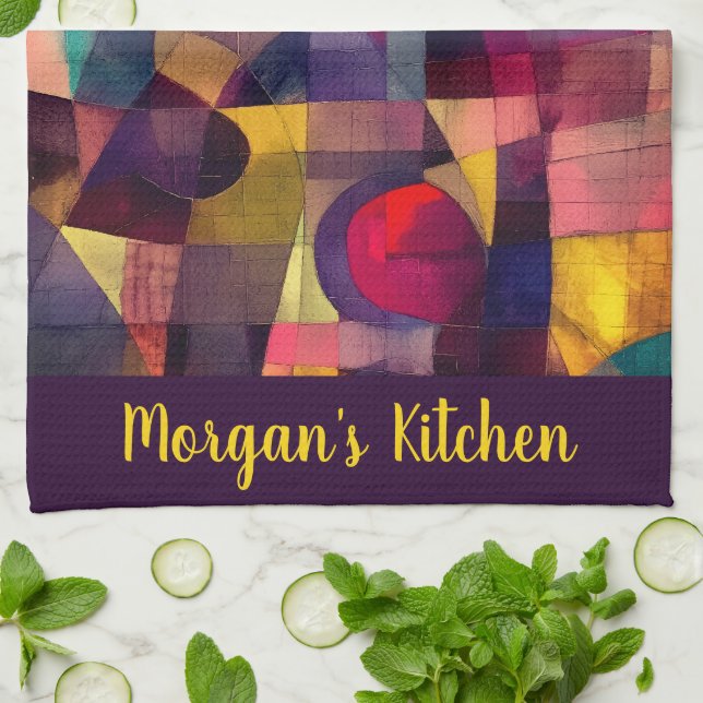 Paño De Cocina Custom Vivid Abstract Geometric Art  (Doblado)