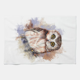 Paño De Cocina Cute acuarela Owl Bird Naturaleza art
