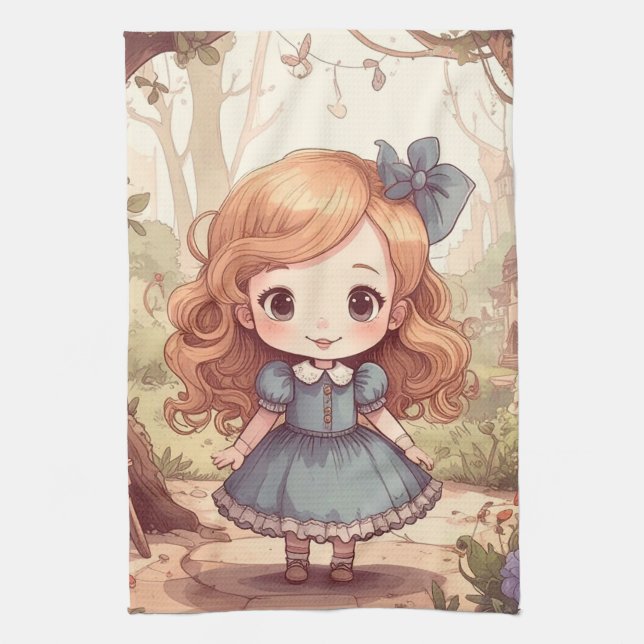 Paño De Cocina Cute Alice in Wonderland Whimsical Woodland Art (Vertical)
