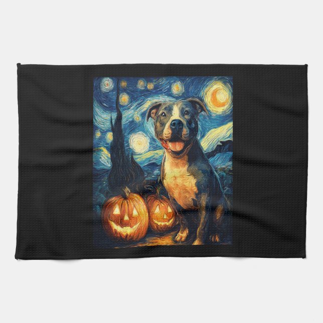 Paño De Cocina Cute American Staffordshire Terrier Dog Halloween  (Horizontal)