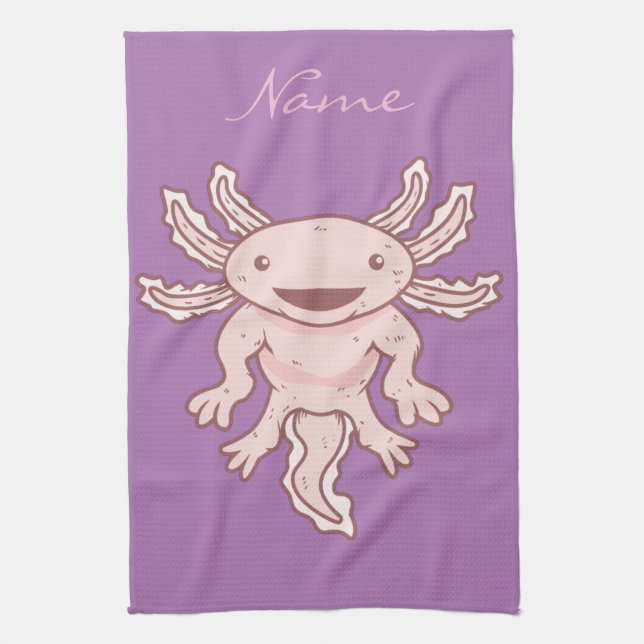 Paño De Cocina Cute Axolotl Rosa Thunder_Cove  (Vertical)