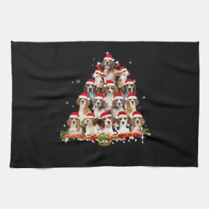 Paño De Cocina Cute Beagles árbol de Navidad perro Santa camiseta