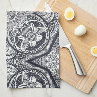 Paño De Cocina Cute Bee Mandala Mano Drawn