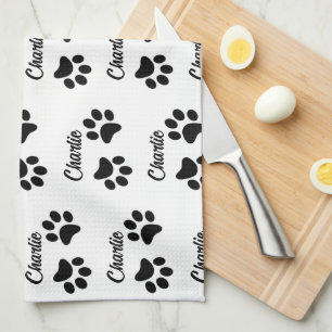 Paño De Cocina Cute Black Paw Pet Lover nombre Kitchen