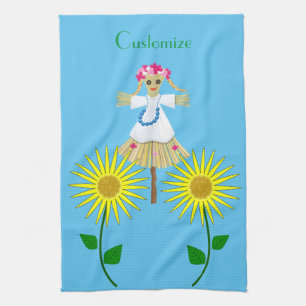 Paño De Cocina Cute Blonde Pigtails Scarecrow