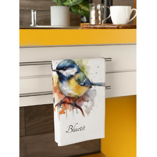 Paño De Cocina Cute Bluetit en una sucursal, personalizado