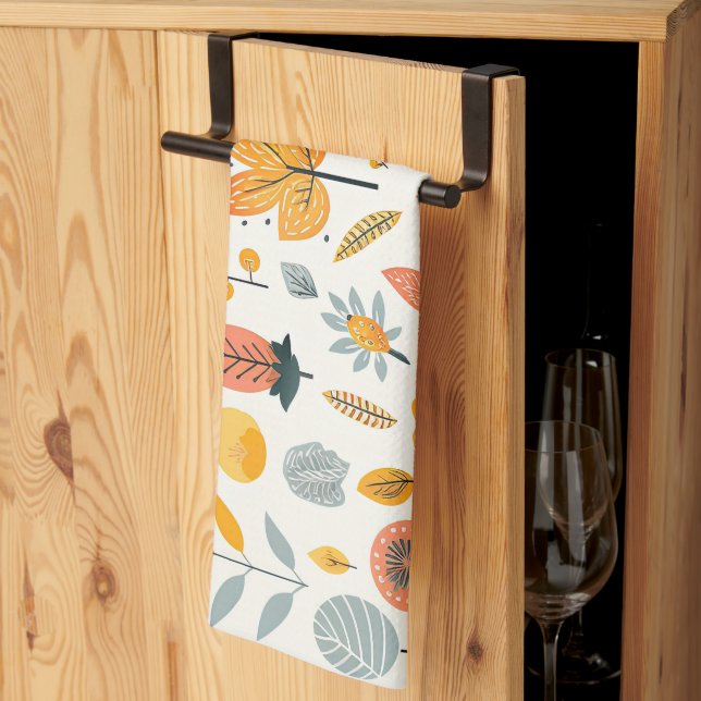 Paño De Cocina Cute Boho Otoño Naranja del patrón otoño amarillo  (Pliegue de tercios)