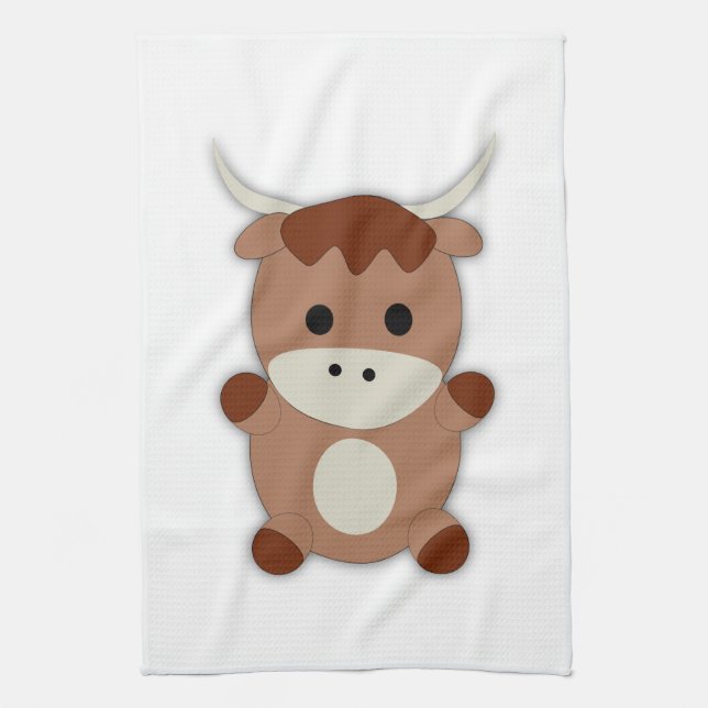 Paño De Cocina Cute Brown Cow (Vertical)