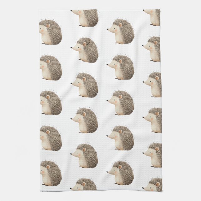 Paño De Cocina Cute Brown Cream Hedgehogs (Vertical)