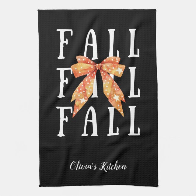 Paño De Cocina Cute Caída Tema Personalizado Negro Personalizado (Vertical)