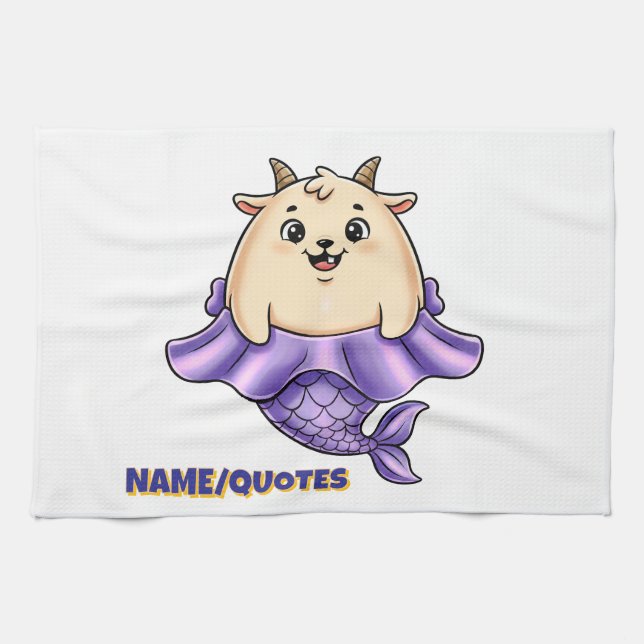 Paño De Cocina Cute Capricorn Cartoon – Whimsical Zodiac (Horizontal)