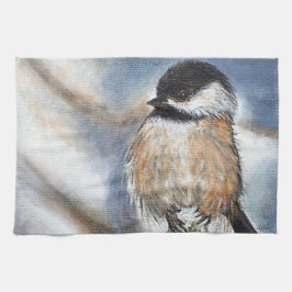 Paño De Cocina Cute Chickadee Winter Painting