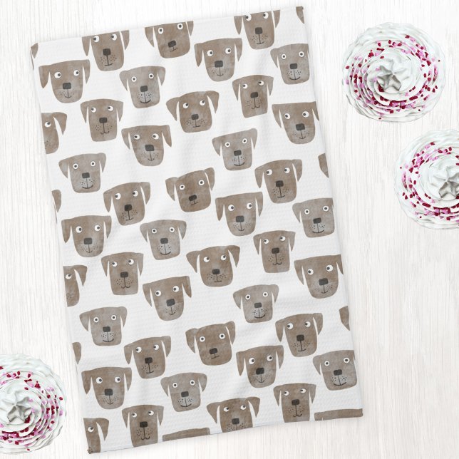 Paño De Cocina Cute chocolate Labrador recuperador de perro acuar (Chocolate Labrador Retriever Dog watercolor art kitchen tea towel)