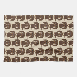 Paño De Cocina Cute Dachshund Marrón Chocolate Pelo Largo Patrón