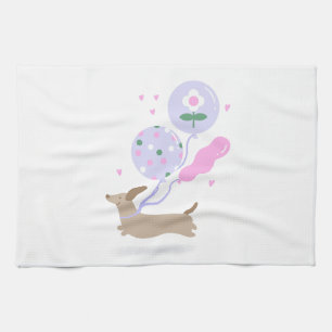 Paño De Cocina Cute Dachshund Weiner Perro Lover Fiesta Rosa