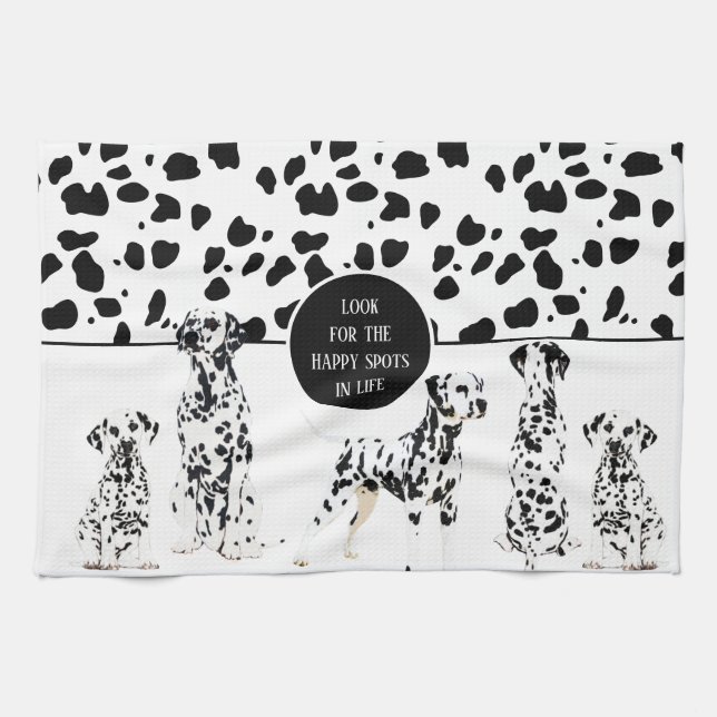 Paño De Cocina Cute dálmata Black & White Happy Spots (Horizontal)