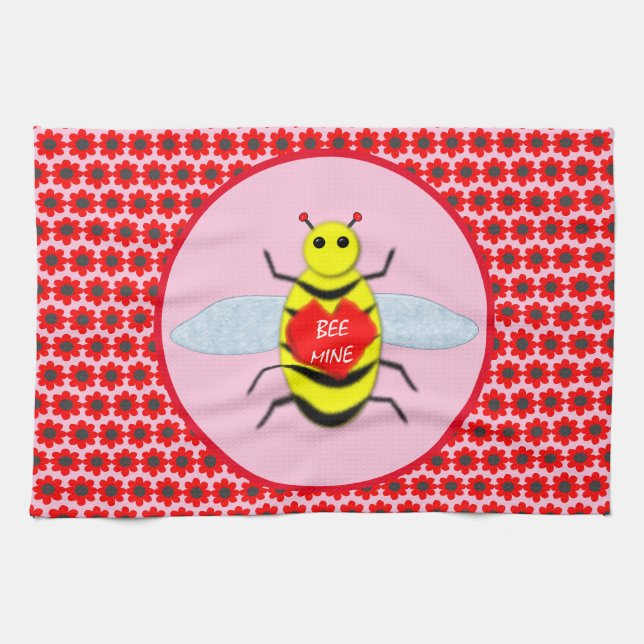 Paño De Cocina Cute Día de San Valentín Bee (Horizontal)
