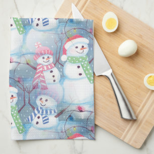 Paño De Cocina Cute divertida temporada de invierno arte acuarela