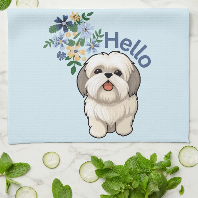 Paño De Cocina Cute Dog Hello (Doblado)