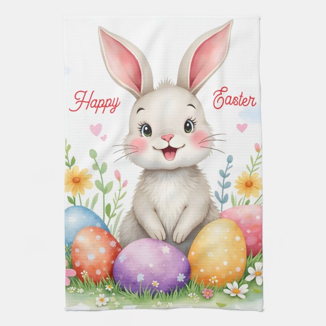 Paño De Cocina Cute Easter Bunny And Eggs Modern Collection (Vertical)