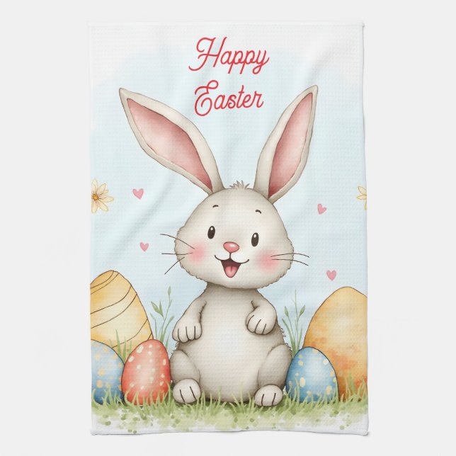 Paño De Cocina Cute Easter Bunny And Eggs Trendy Collection (Vertical)