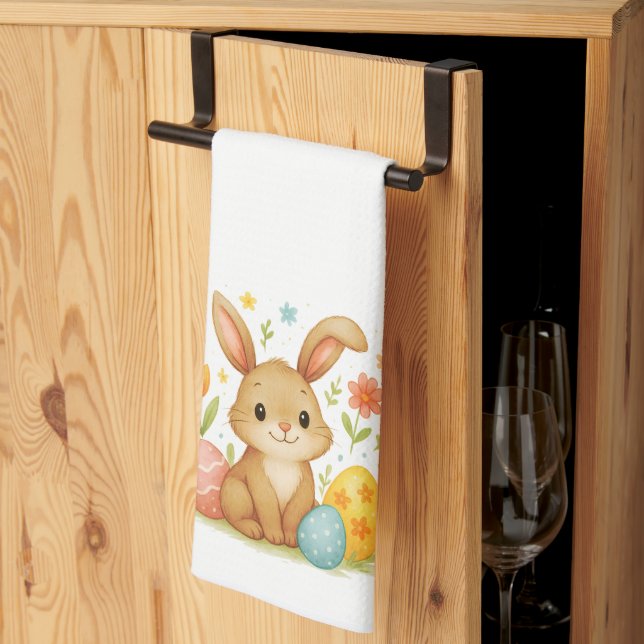 Paño De Cocina Cute Easter Bunny with Eggs Kitchen Towel (Pliegue de tercios)