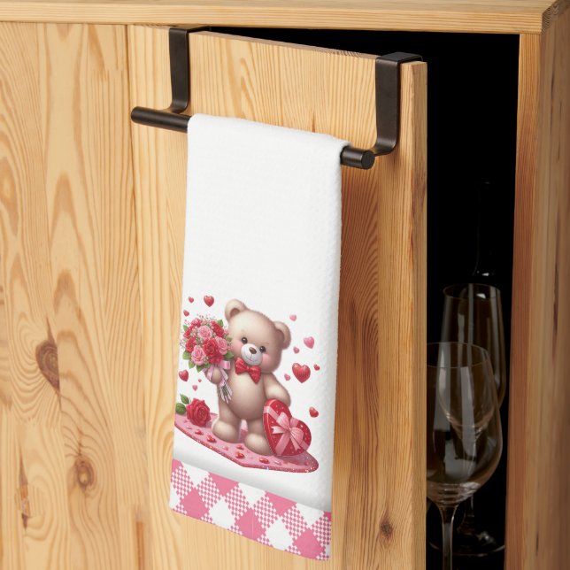 Paño De Cocina Cute El día de San Valentín Teddy Bear (Pliegue de tercios)
