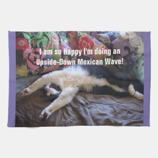 Paño De Cocina Cute Funny Tuxedo Cat Mexican Wave cats