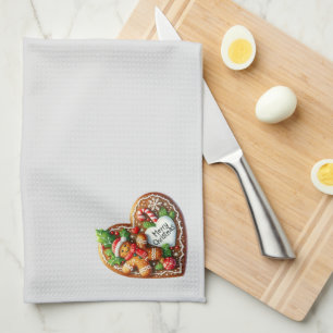 Paño De Cocina Cute Gingerbread Man Heart Merry Christmas