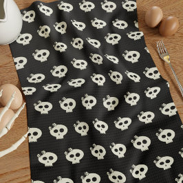 Paño De Cocina Cute Girly Skull Pattern Black Halloween