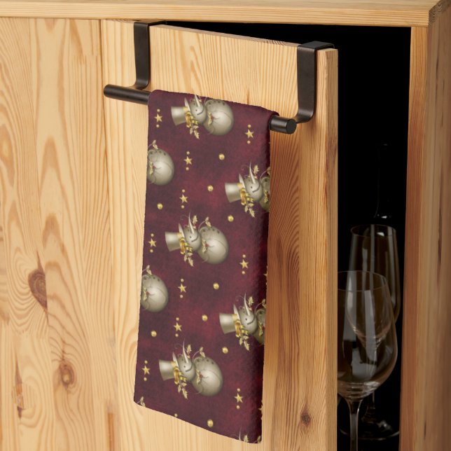 Paño De Cocina Cute Golden Snowman (Pliegue de tercios)