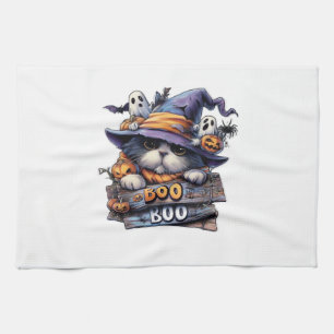 Paño De Cocina Cute Halloween Cat Sticker – Sombrero de Bruja, Ca