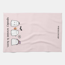 Paño De Cocina Cute Halloween Ghosts Spooky Season Pink