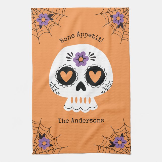 Paño De Cocina Cute Halloween Sugar Skull (Vertical)