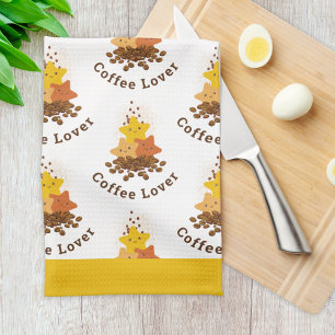 Paño De Cocina Cute Happy Watercolor Stars and Coffee Beans