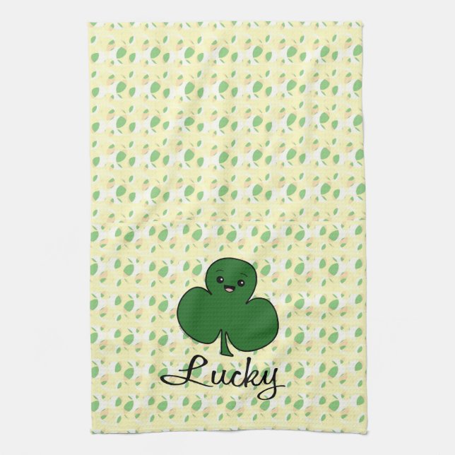 Paño De Cocina Cute Kawaii Shamrock (Vertical)
