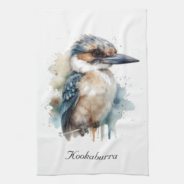 Paño De Cocina Cute Kookaburra en una sucursal, personalizado (Vertical)