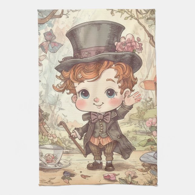 Paño De Cocina Cute Mad Hatter Whimsical Wonderland Woodland Art (Vertical)