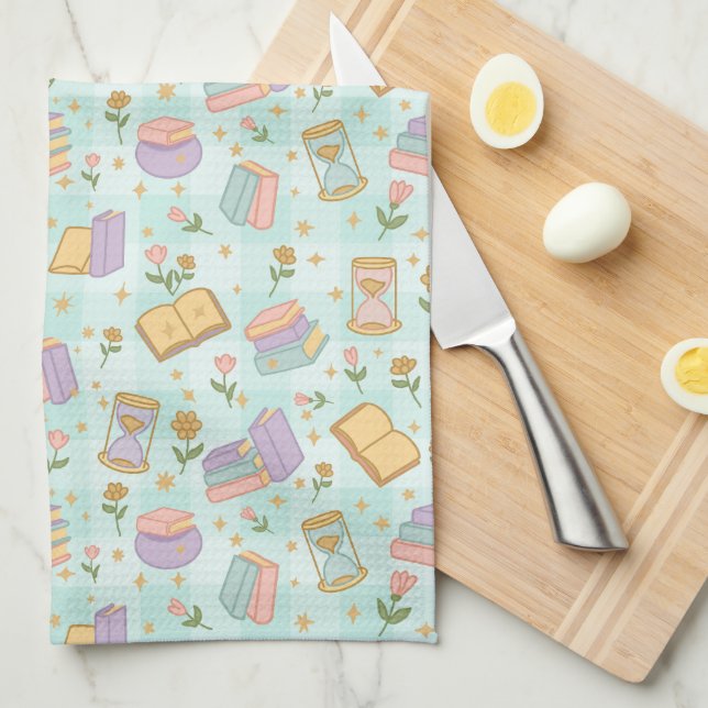 Paño De Cocina Cute Magic Books Green (Doblado Cuarto)