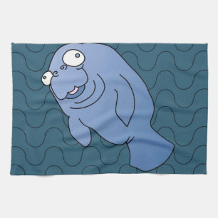 Paño De Cocina Cute Manatee Hugger Personalizado Animal