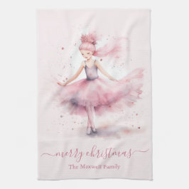 Paño De Cocina Cute merry christmas soft pink ballerina 