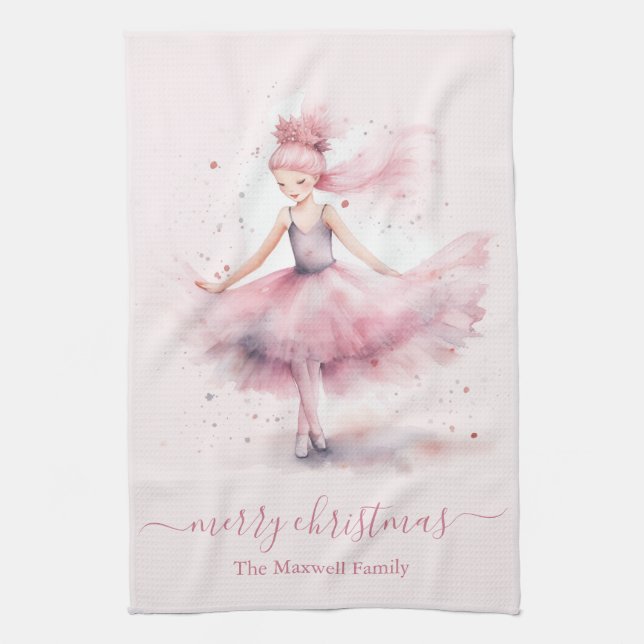 Paño De Cocina Cute merry christmas soft pink ballerina  (Vertical)